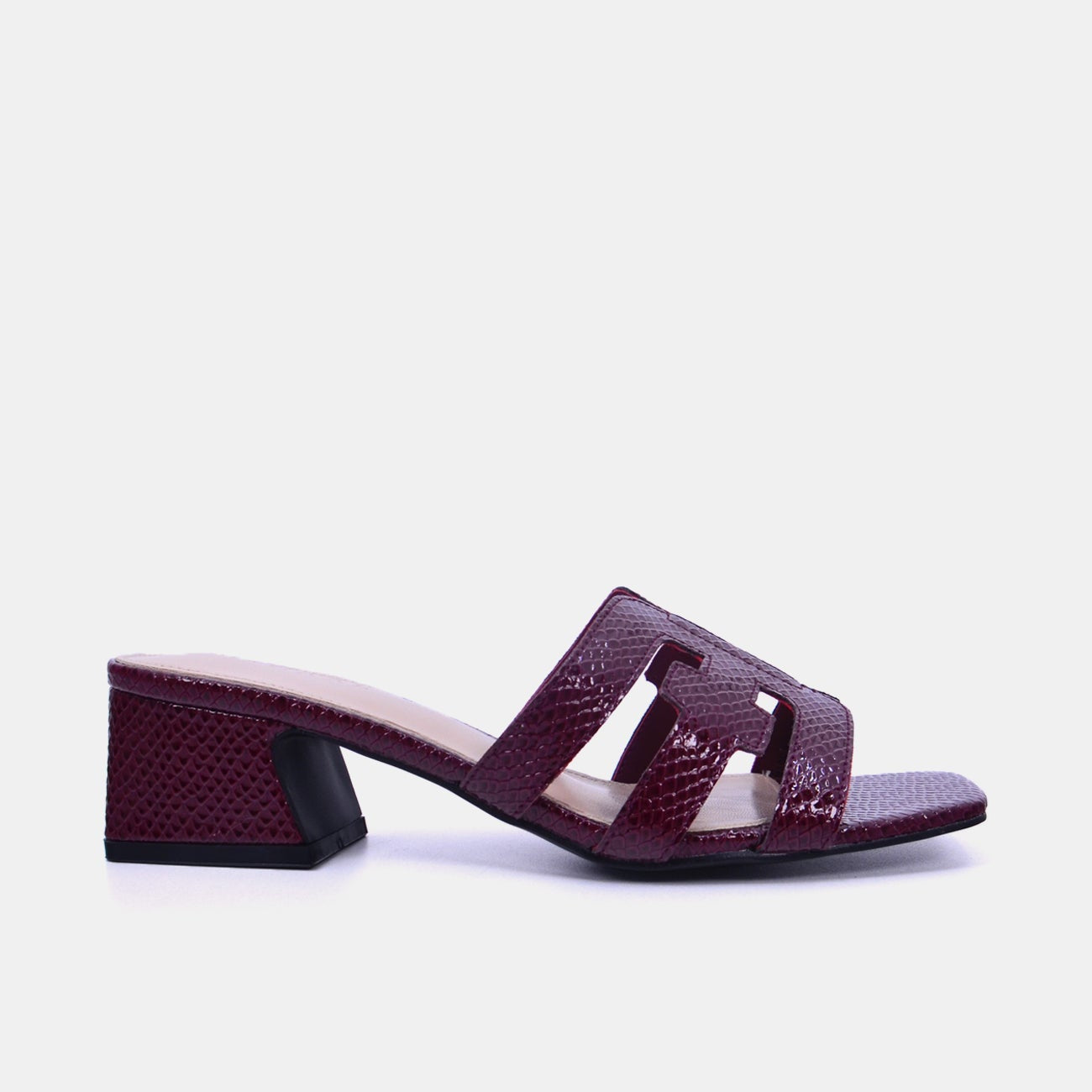 Mynaal Women's block heel sandal-23BXG101-Maroon