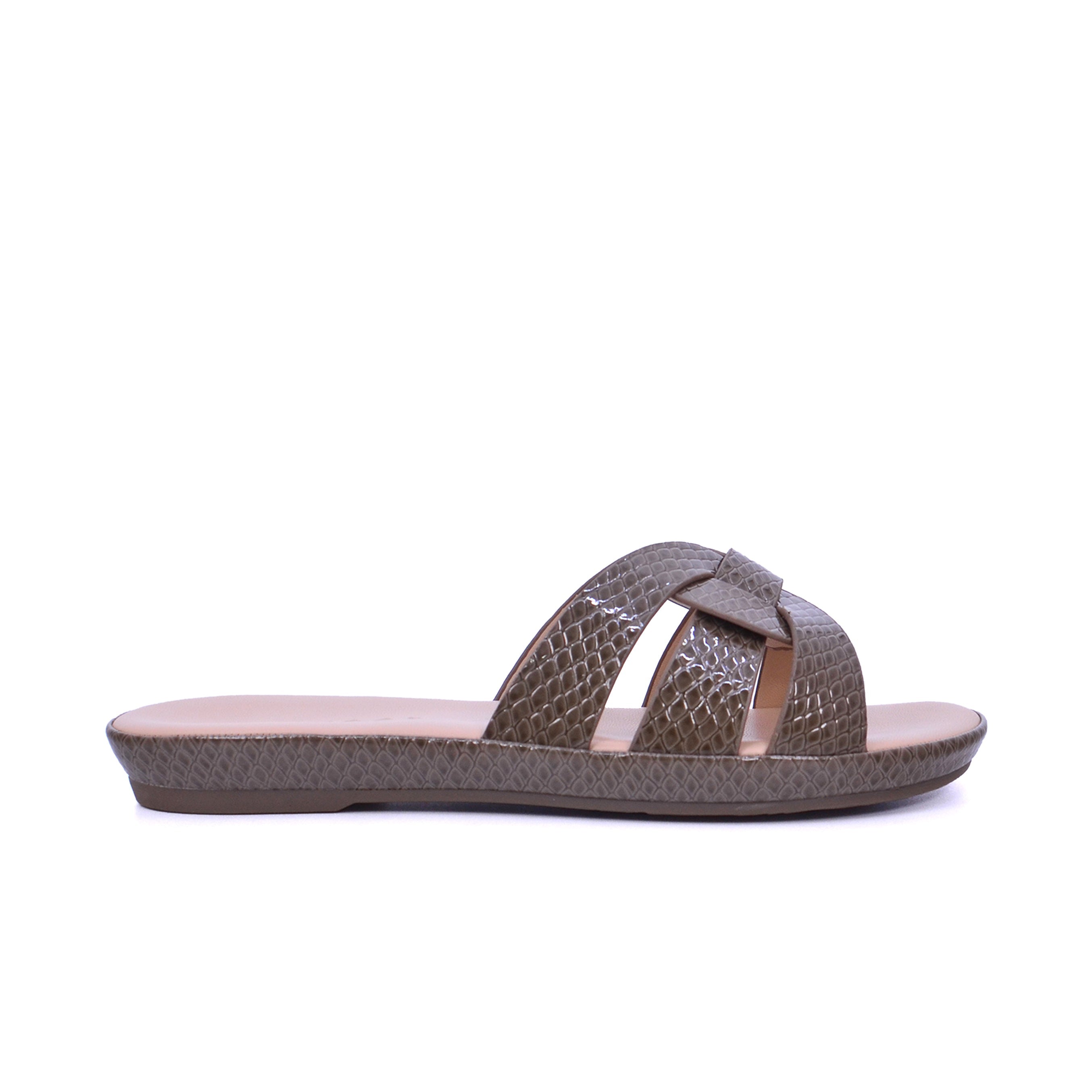 Mynaal Women's flat sandal with textured straps-414ZD671-Brown