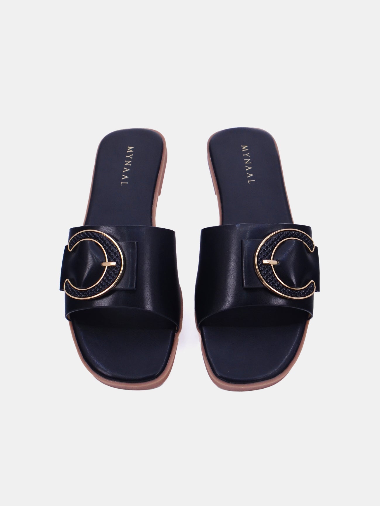 Mynaal Women's flat buckle sandal-3U888-6-Black