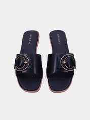 Mynaal Women's flat buckle sandal-3U888-6-Black