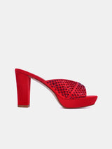Women's platform sandal with crystals - 8TV1-240