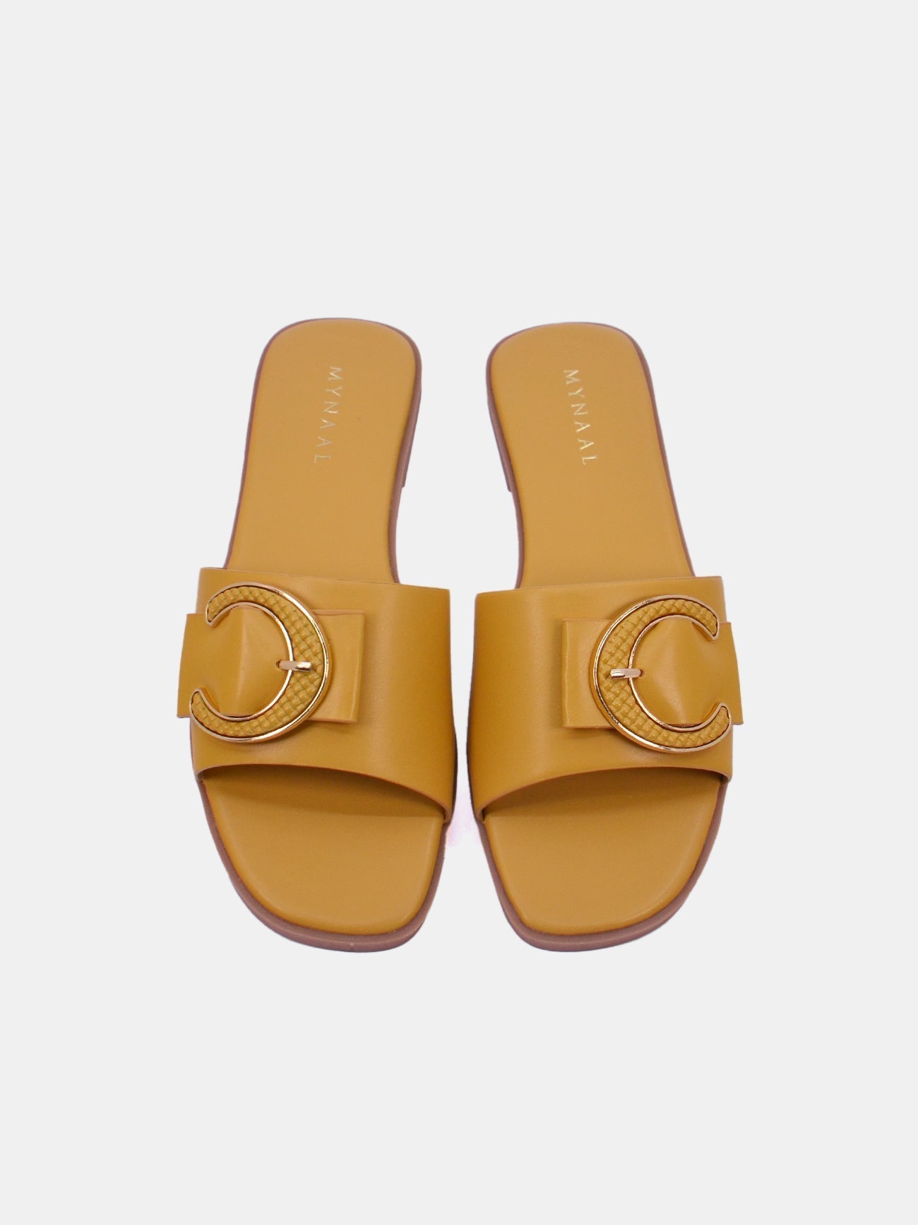 Mynaal Women's flat buckle sandal-3U888-6-Yellow