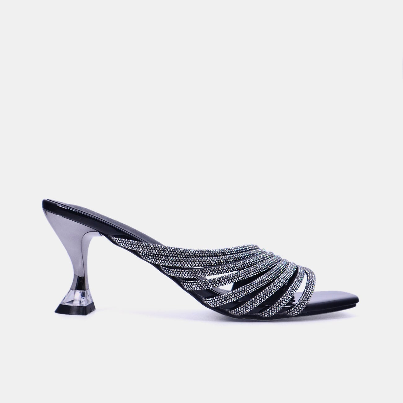 Mynaal Women's sandal with embellished spool heels-15C8618-1182-Black