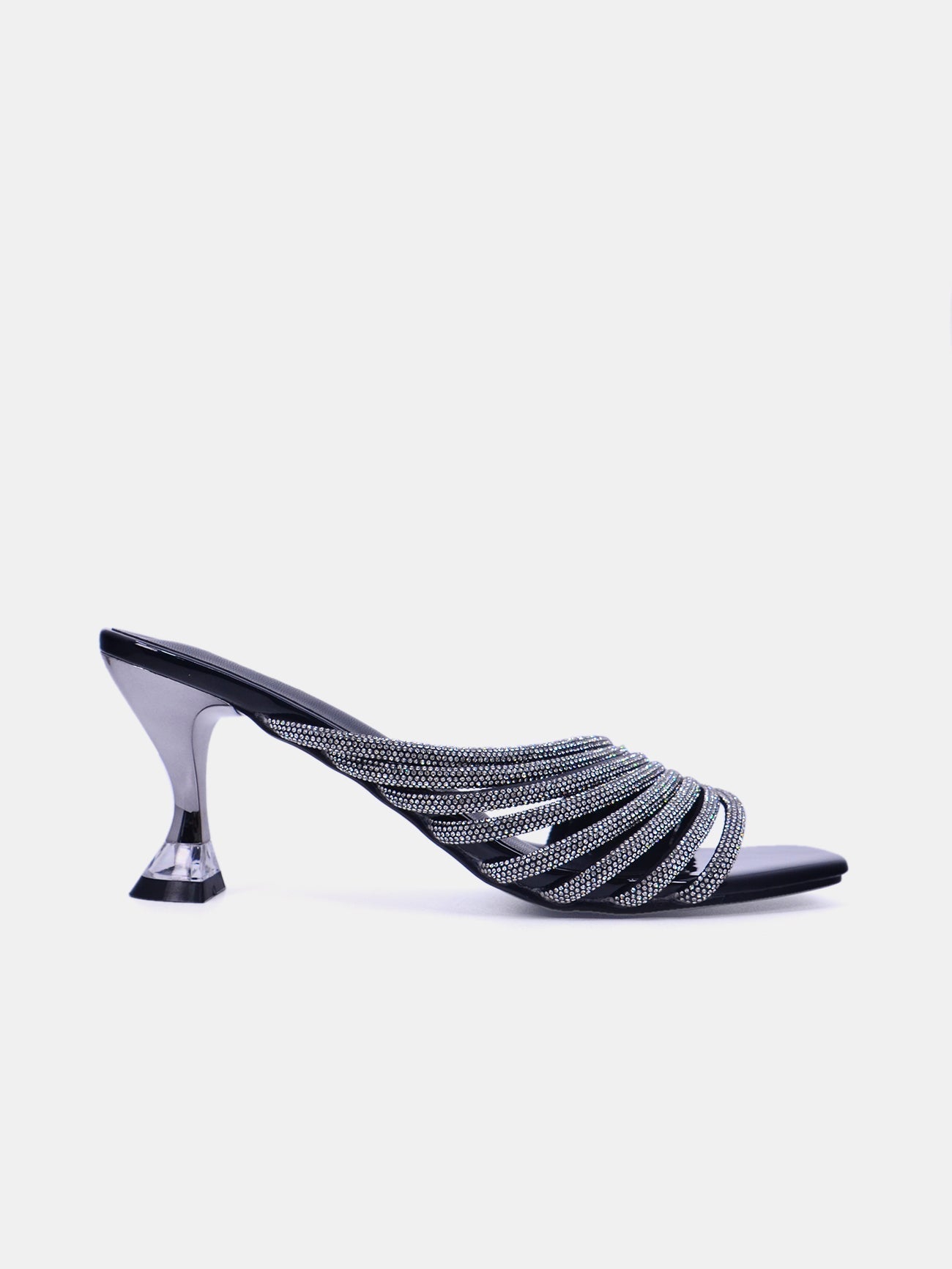 Mynaal Women's sandal with embellished spool heels-15C8618-1182-Black