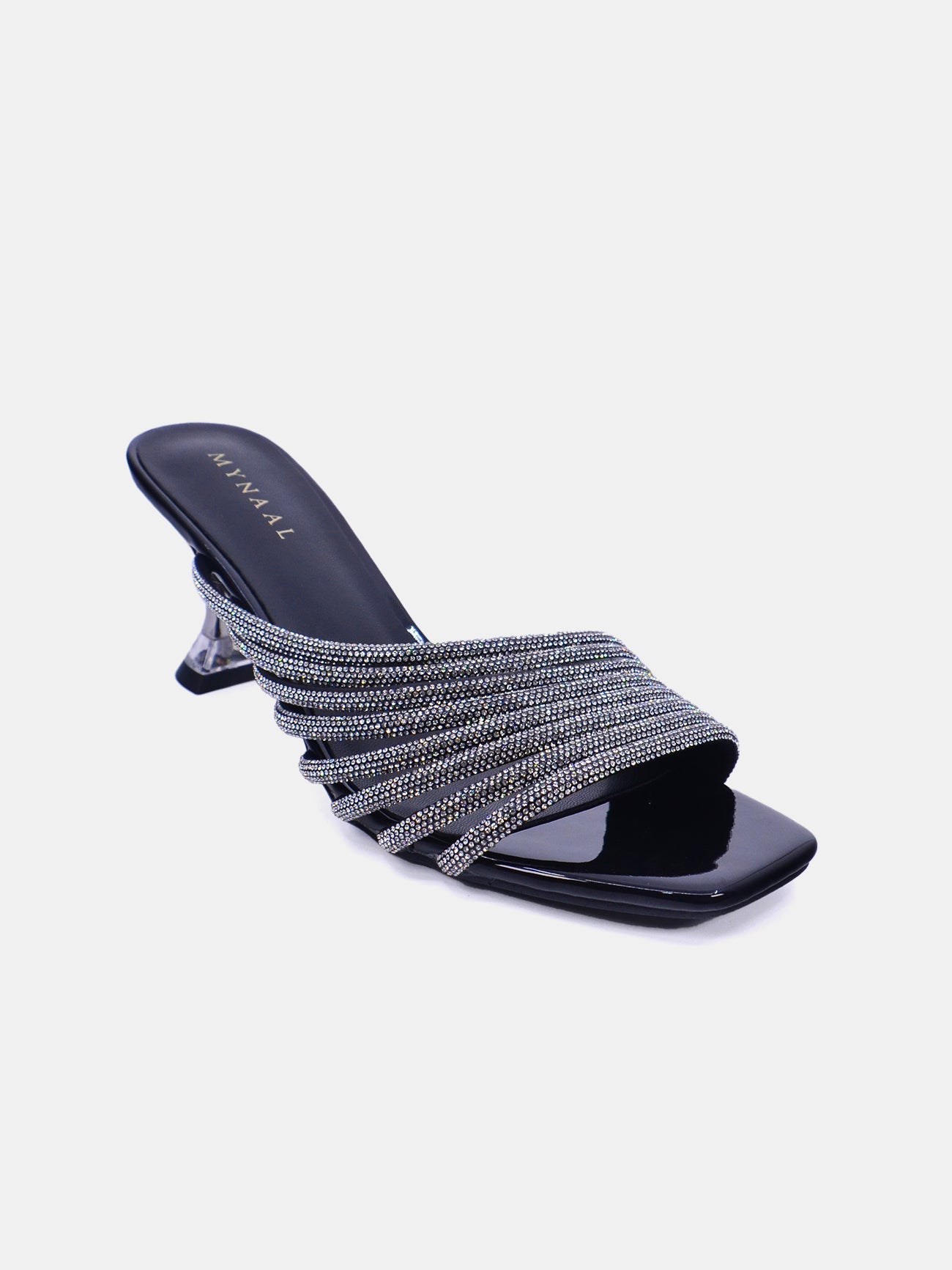 Mynaal Women's sandal with embellished spool heels-15C8618-1182-Black