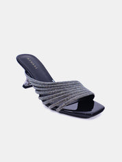 Mynaal Women's sandal with embellished spool heels-15C8618-1182-Black