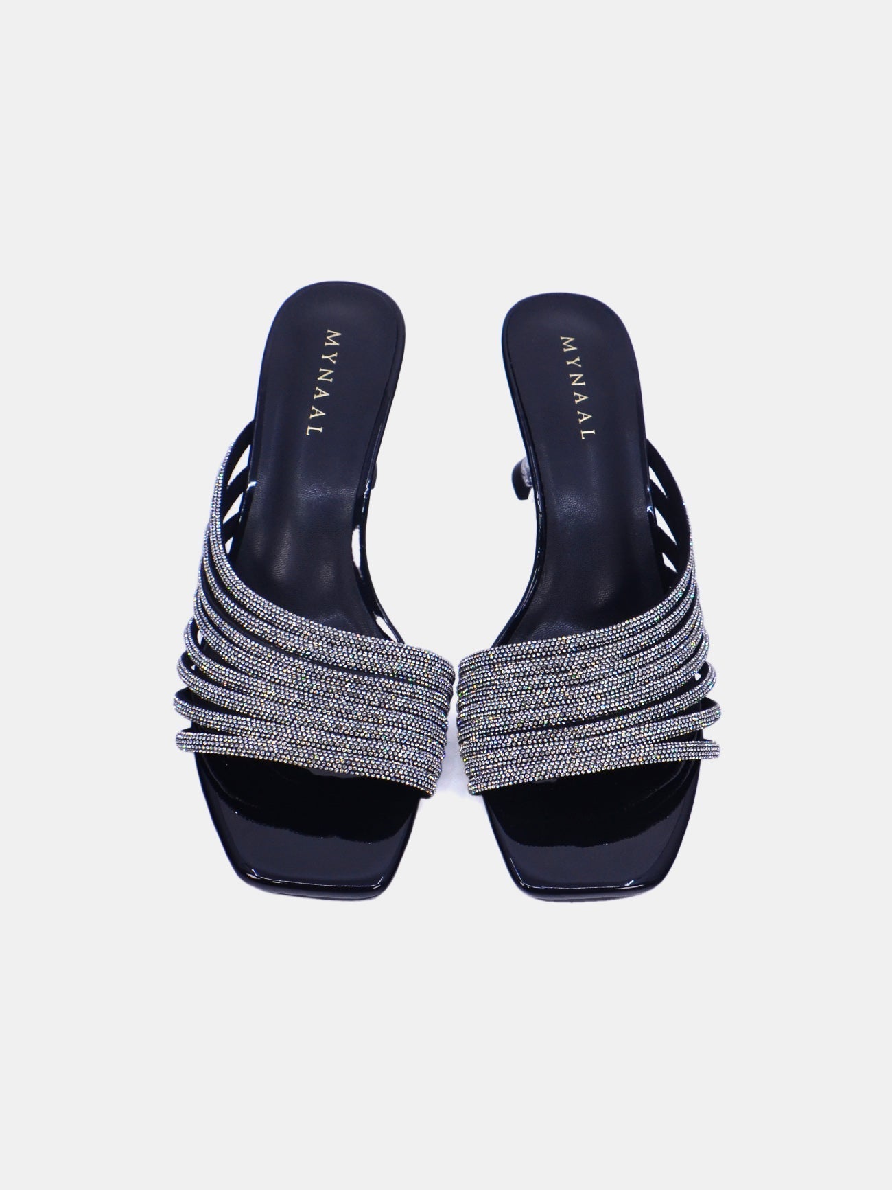 Mynaal Women's sandal with embellished spool heels-15C8618-1182-Black
