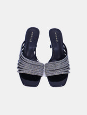 Mynaal Women's sandal with embellished spool heels-15C8618-1182-Black