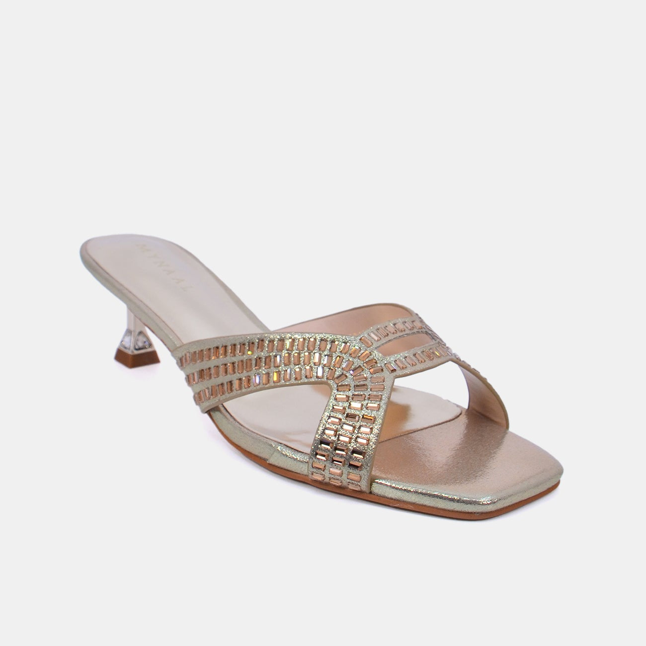 Mynaal Women's spool heel sandal-2G9183-2-Gold