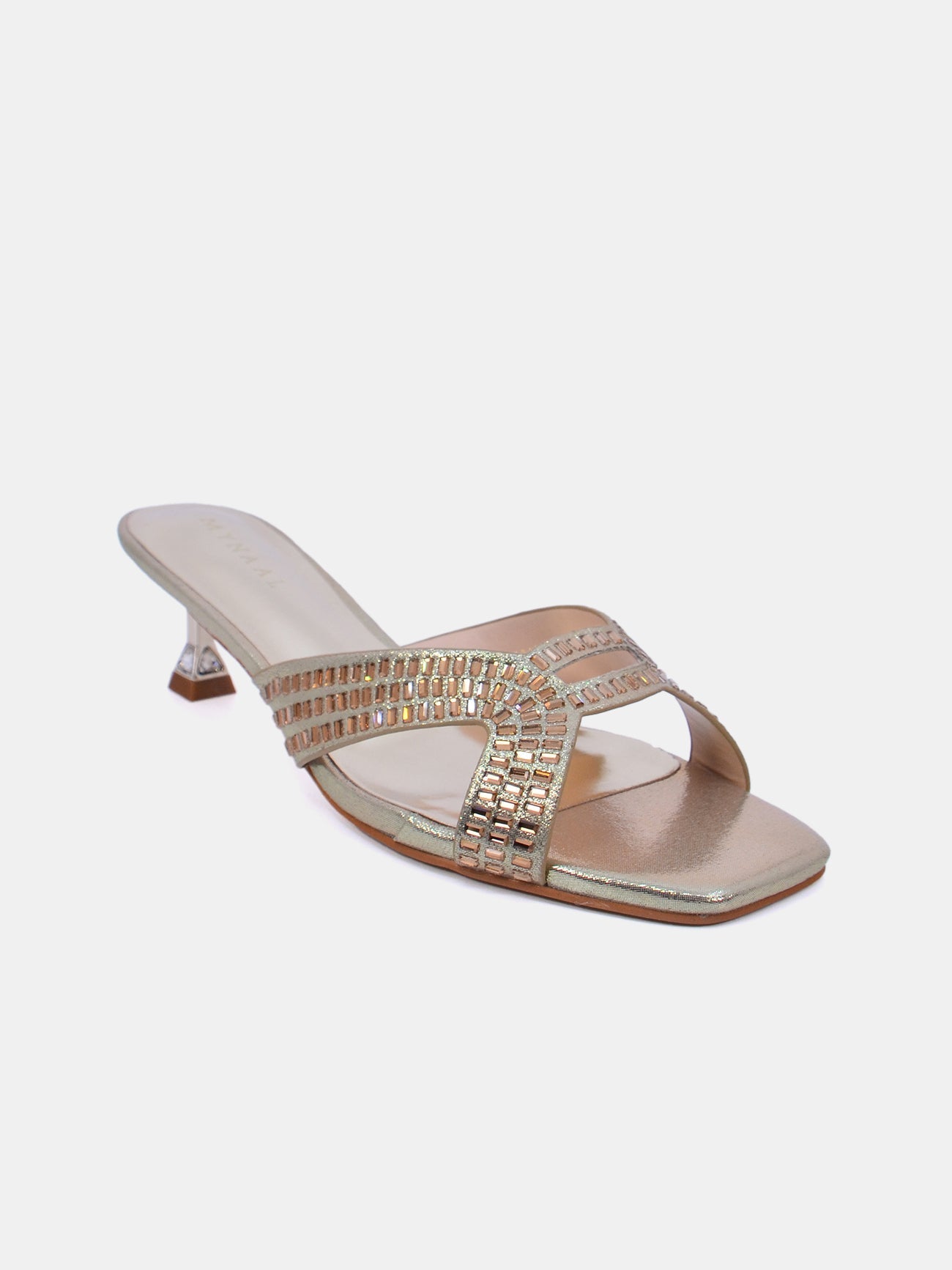 Mynaal Women's spool heel sandal-2G9183-2-Gold