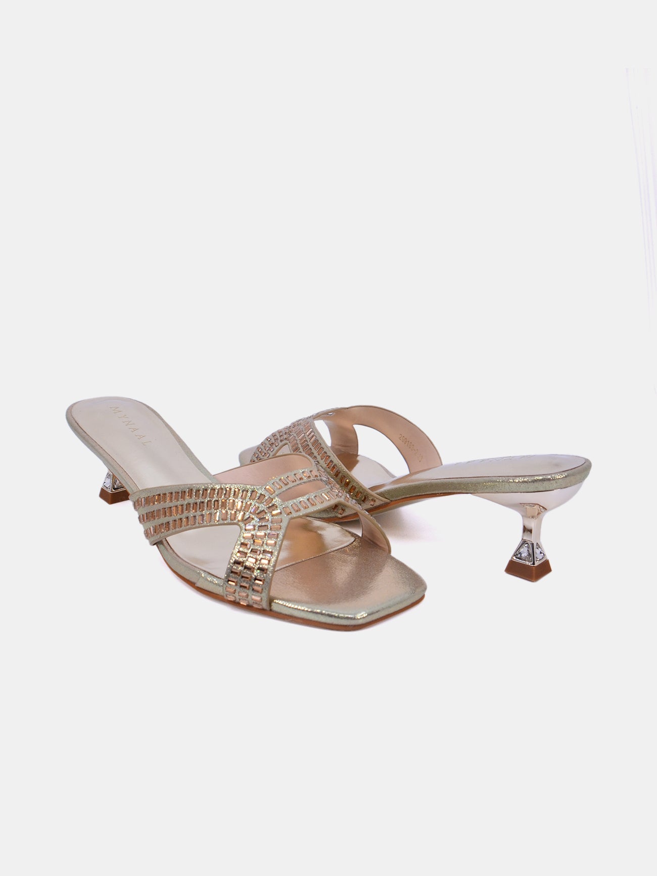 Mynaal Women's spool heel sandal-2G9183-2-Gold