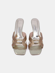 Mynaal Women's spool heel sandal-2G9183-2-Gold