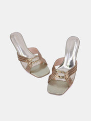 Mynaal Women's spool heel sandal-2G9183-2-Gold