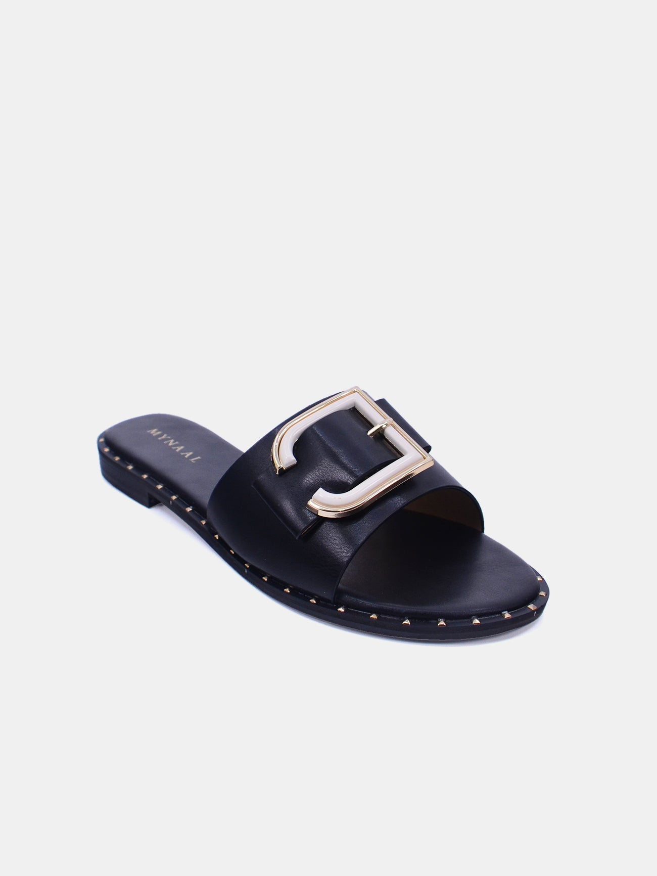 Mynaal Women's flat buckle sandal-18F8827-215-Black