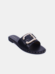 Mynaal Women's flat buckle sandal-18F8827-215-Black