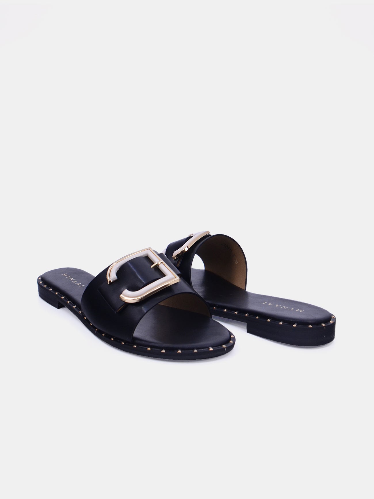 Mynaal Women's flat buckle sandal-18F8827-215-Black