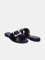 Mynaal Women's flat buckle sandal-18F8827-215-Black
