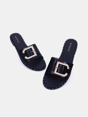 Mynaal Women's flat buckle sandal-18F8827-215-Black