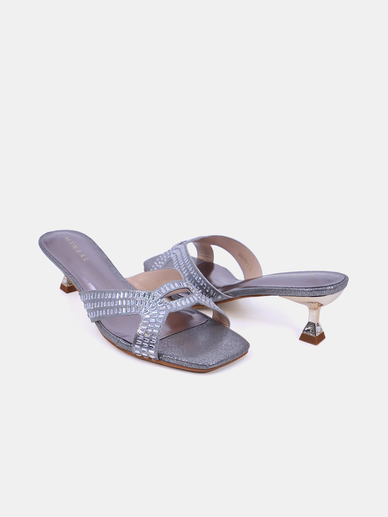 Mynaal Women's spool heel sandal-2G9183-2-Gray