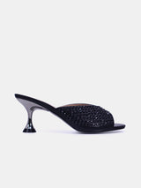 Women's sandal with crystal-embellished spool heels - 10G676-75