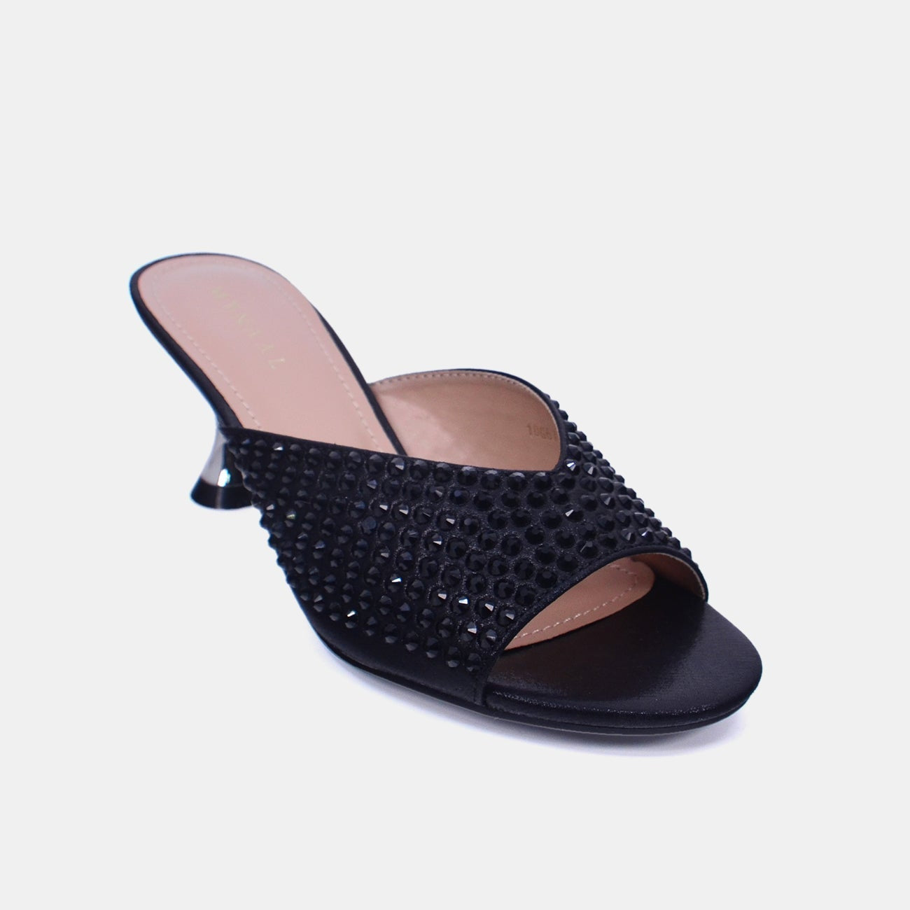 Mynaal Women's sandal with crystal-embellished spool heels-10G676-75-Black