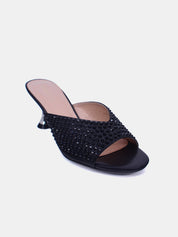 Mynaal Women's sandal with crystal-embellished spool heels-10G676-75-Black