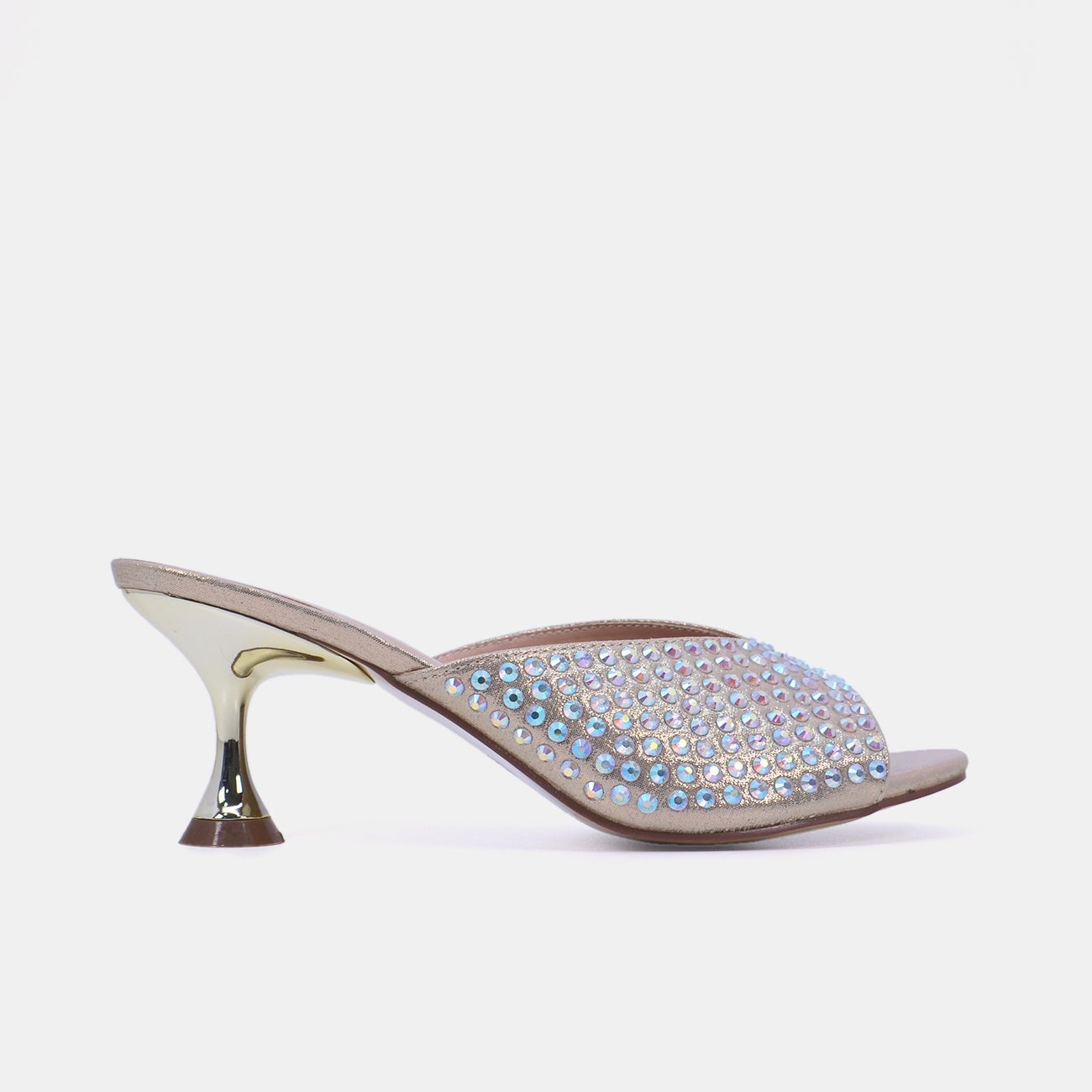 Mynaal Women's sandal with crystal-embellished spool heels-10G676-75-Gold