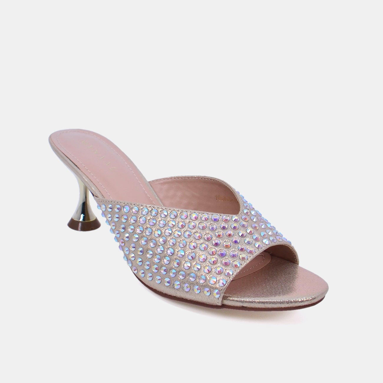 Mynaal Women's sandal with crystal-embellished spool heels-10G676-75-Gold