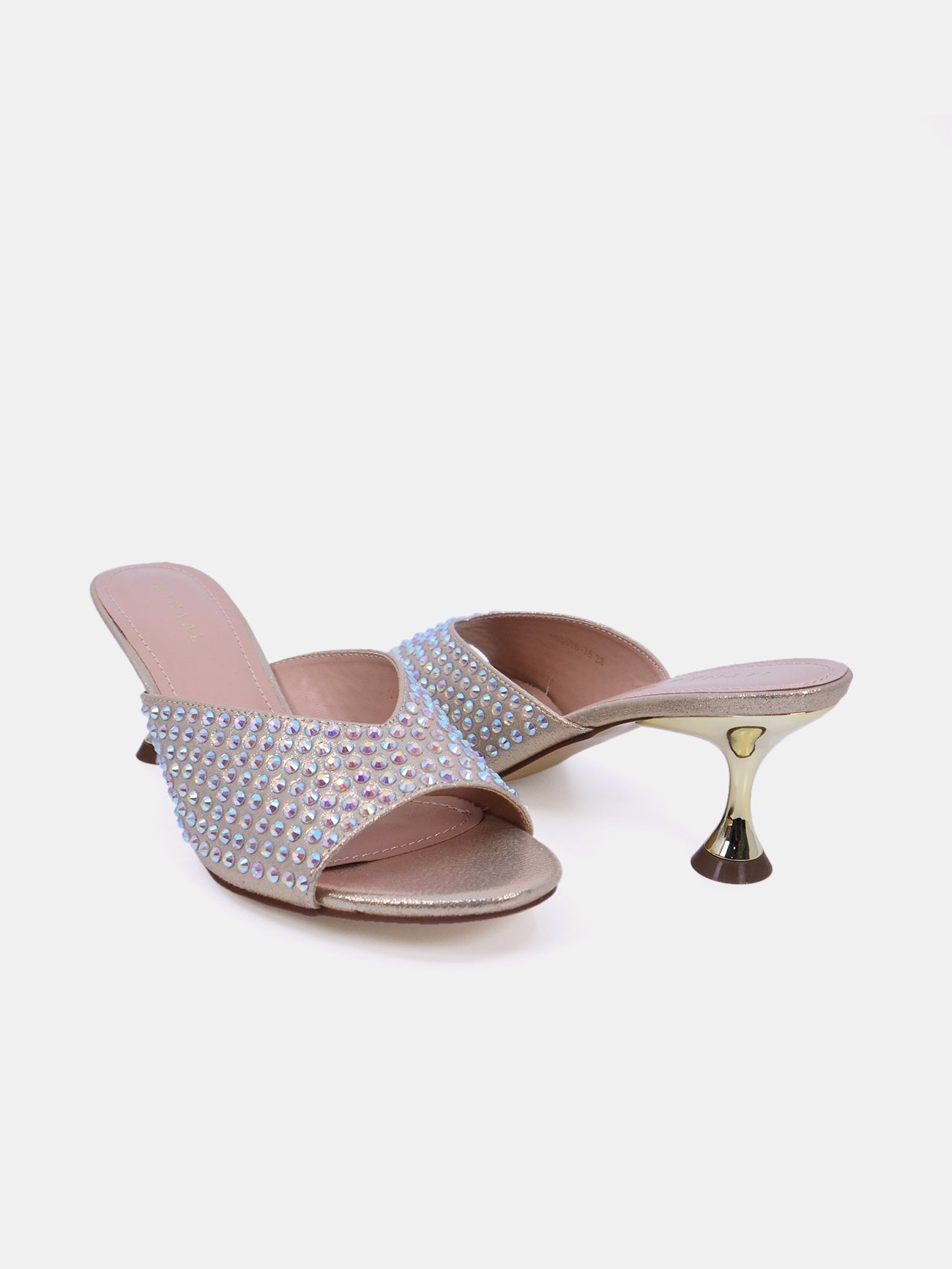 Mynaal Women's sandal with crystal-embellished spool heels-10G676-75-Gold