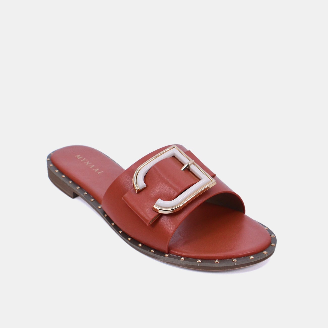 Mynaal Women's flat buckle sandal-18F8827-215-Brown