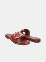 Mynaal Women's flat buckle sandal-18F8827-215-Brown