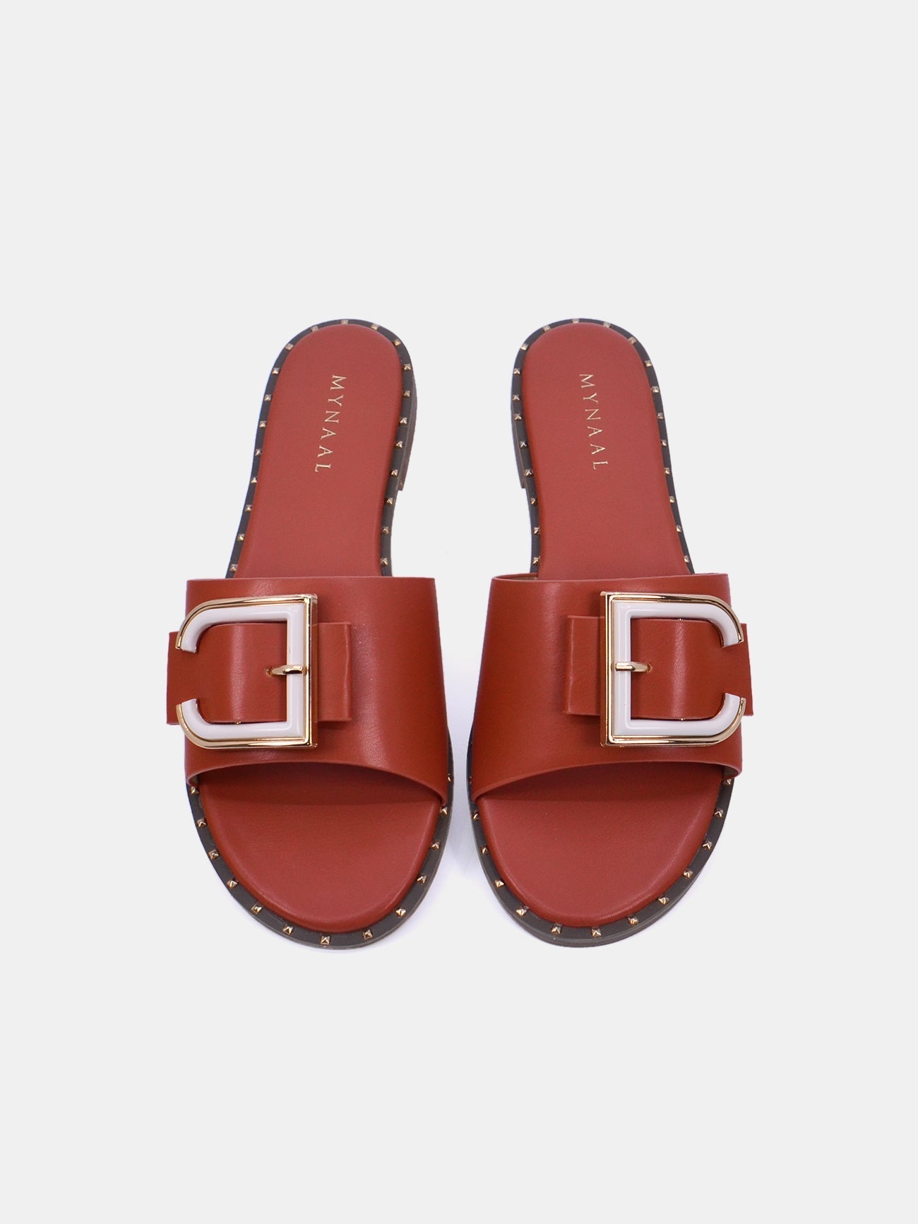 Mynaal Women's flat buckle sandal-18F8827-215-Brown