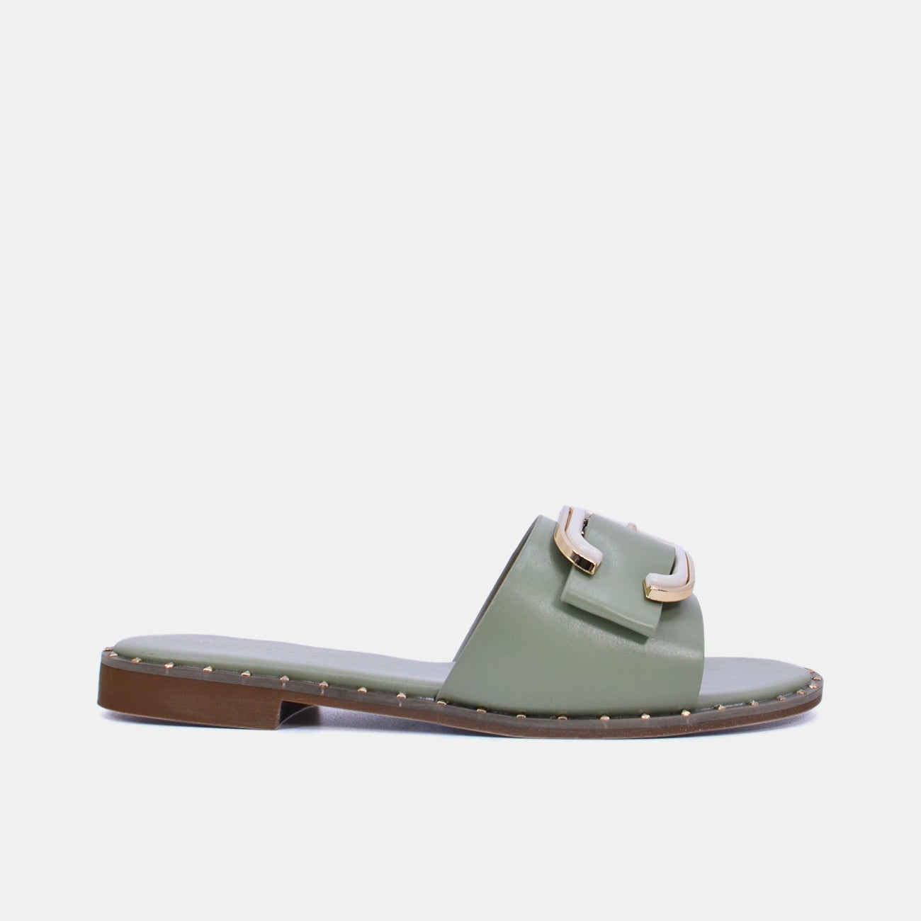 Mynaal Women's flat buckle sandal-18F8827-215-Green