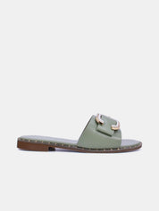 Mynaal Women's flat buckle sandal-18F8827-215-Green
