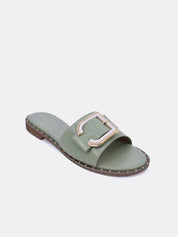Mynaal Women's flat buckle sandal-18F8827-215-Green