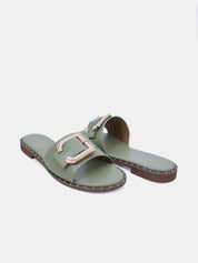 Mynaal Women's flat buckle sandal-18F8827-215-Green