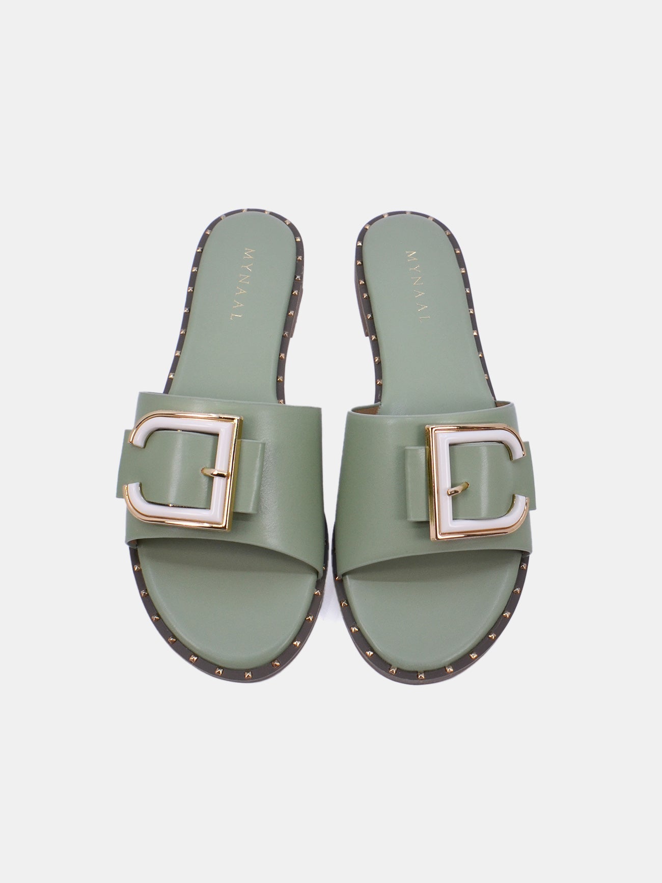 Mynaal Women's flat buckle sandal-18F8827-215-Green