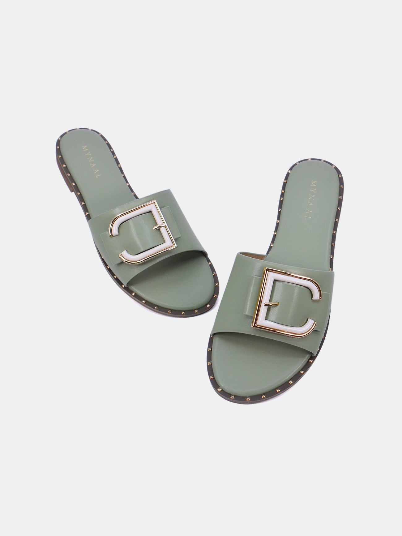 Mynaal Women's flat buckle sandal-18F8827-215-Green