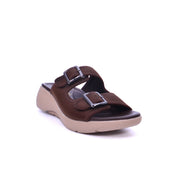 Mynaal Women's slide sandal with buckles-214RJ533-Dark-Brown