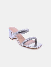 Mynaal Women's block-heel embellishment sandal-3U888-6-Silver