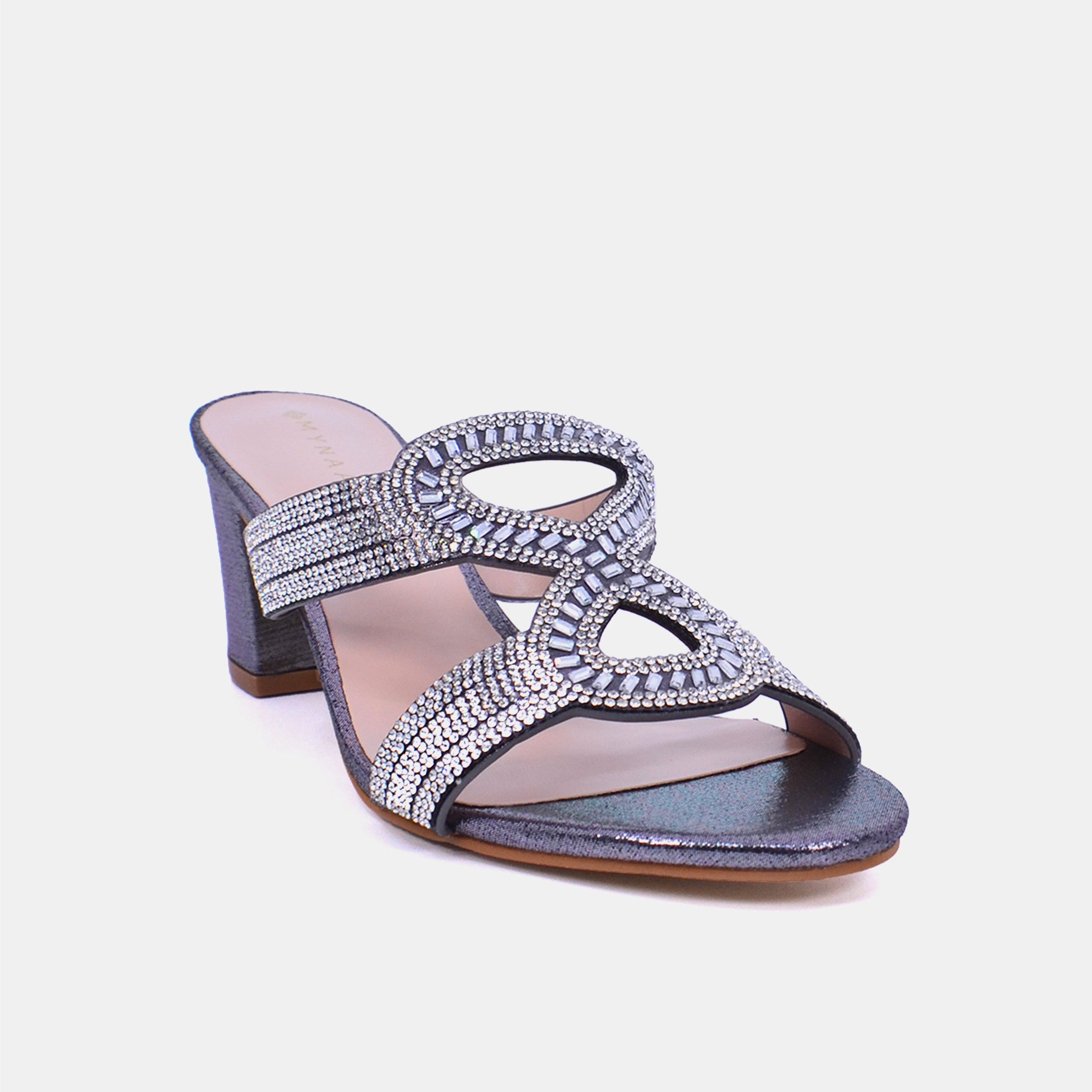 Mynaal Women's block heel sandal-2G5957-522-Gray