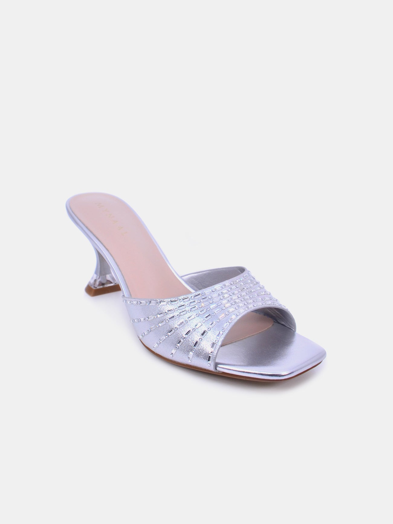 Mynaal Women's spool heel sandal-3U888-6-Silver