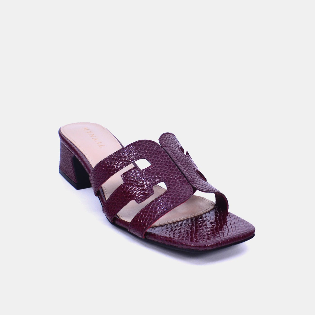 Mynaal Women's block heel sandal-23BXG101-Maroon