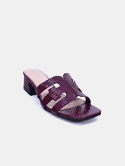 Mynaal Women's block heel sandal-23BXG101-Maroon
