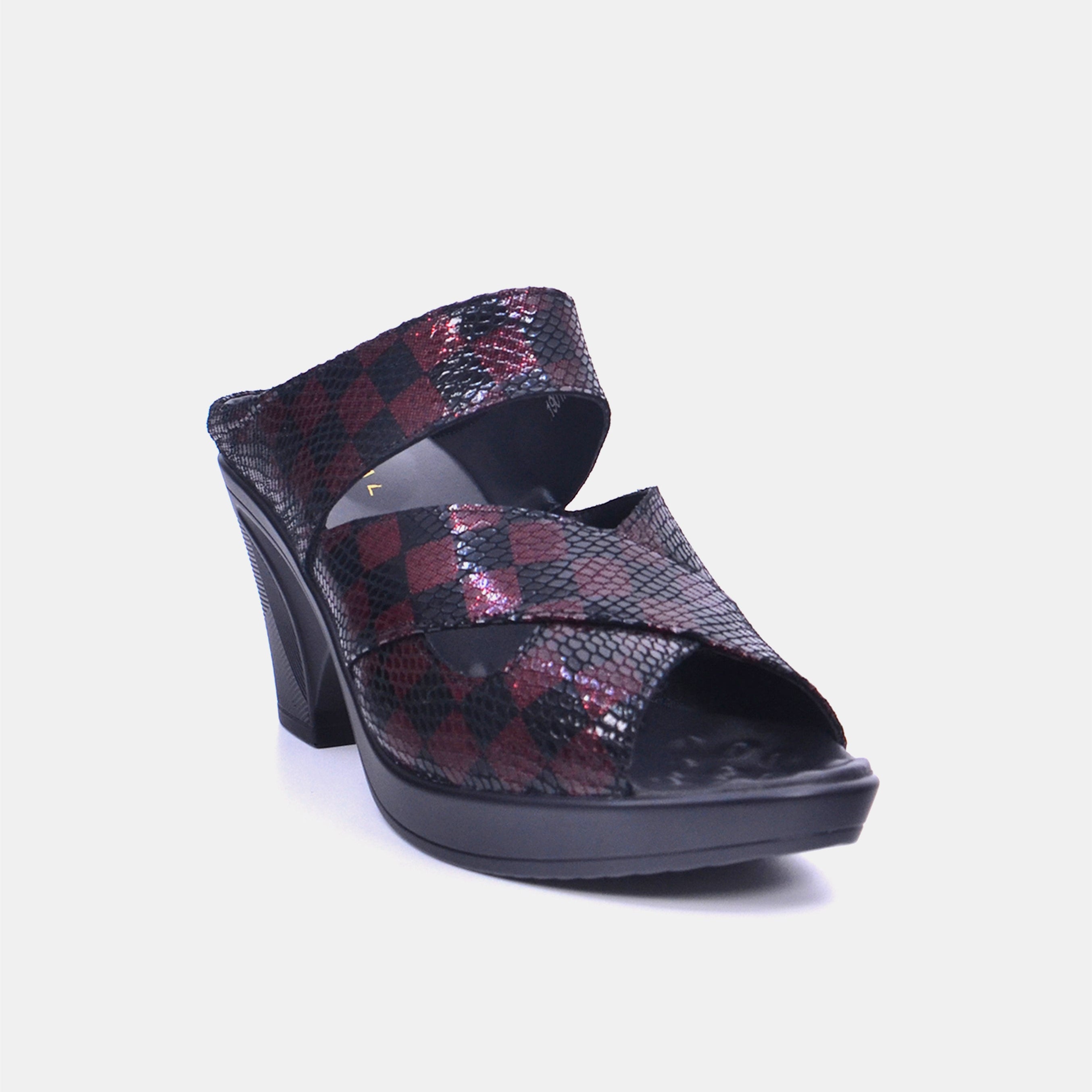 Mynaal Women's block heel sandal- 2407-31 -Maroon