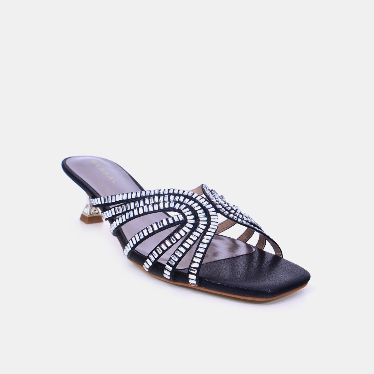 Mynaal Women's spool-heel embellishment sandal-3U888-6-Beige