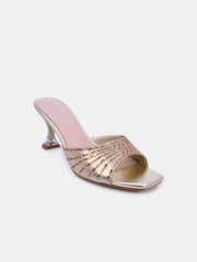 Mynaal Women's spool heel sandal-3U888-6-Gold