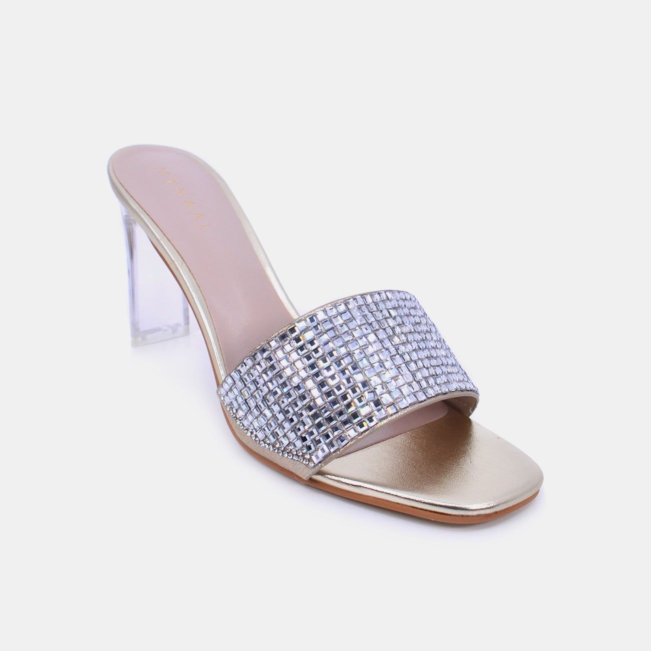 Mynaal Women's block heel sandal-18F9817-23-Gold