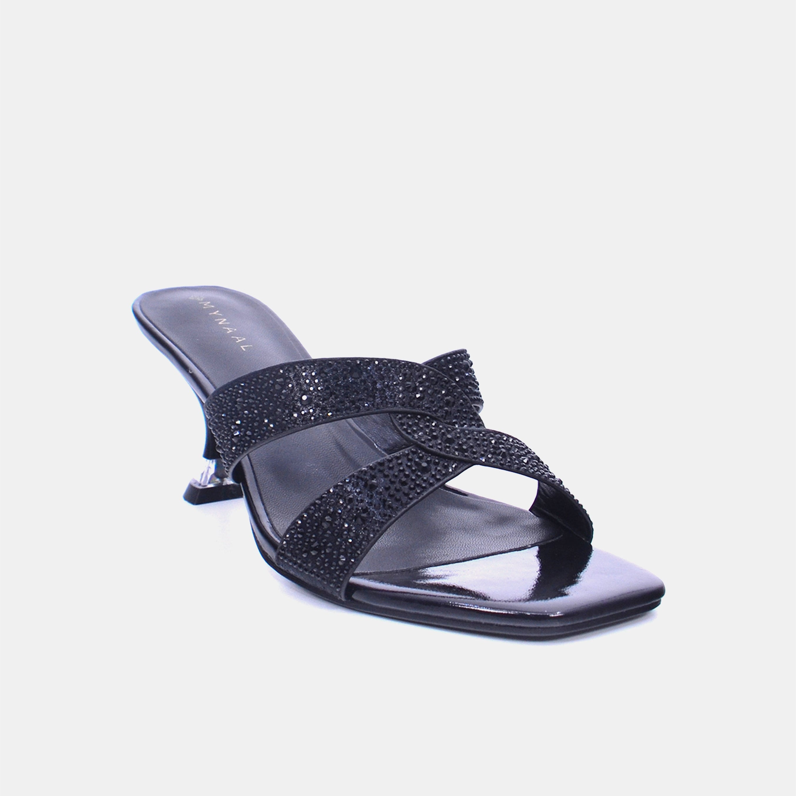 Mynaal Women's spool heel sandal-2G436-1-Black