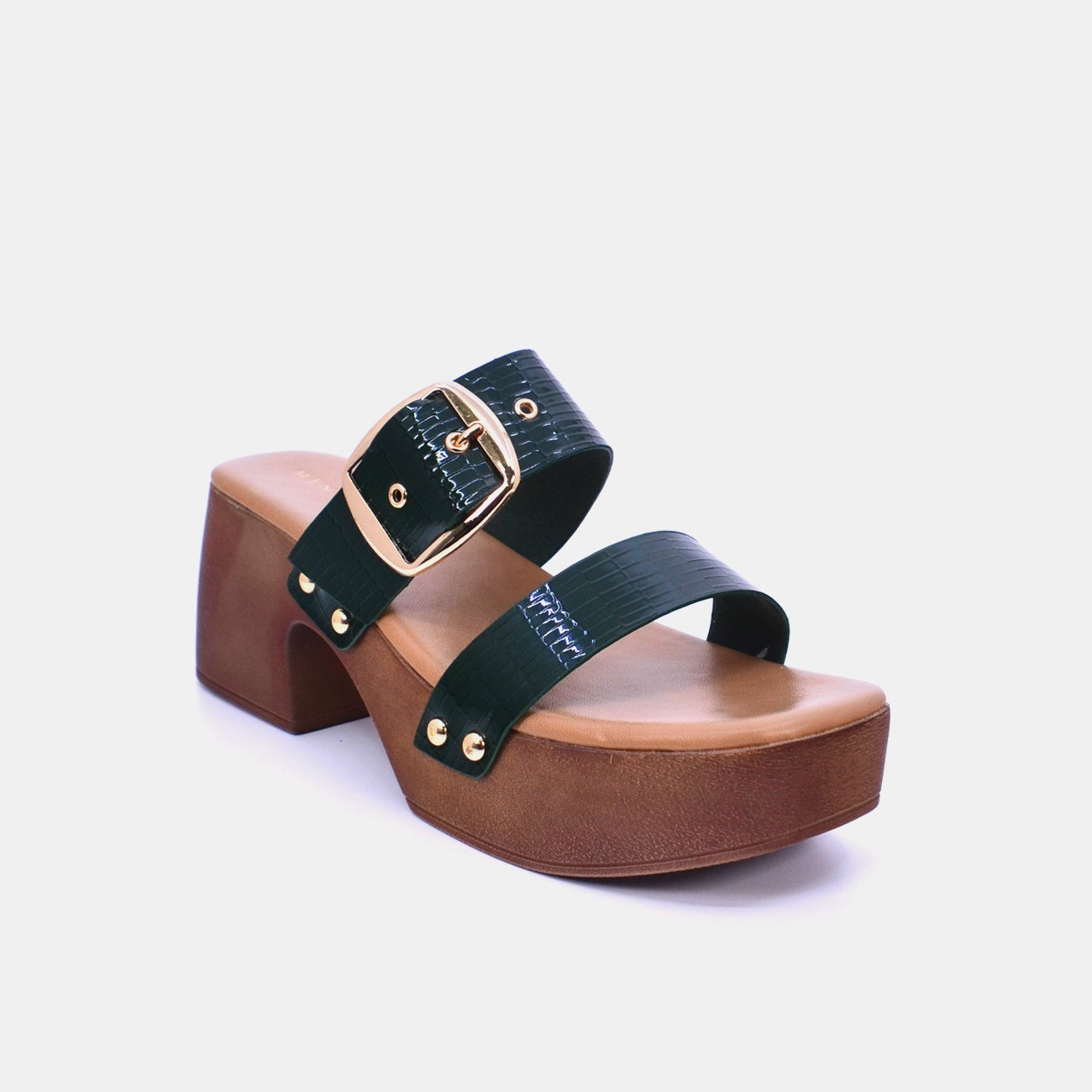 Mynaal Women's block heel sandal-23ASL935-Green